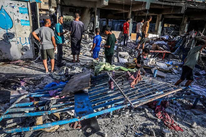 The aftermath of an Israeli airstrike on a Hamas command-and-control center in Nuseirat, the central Gaza Strip, Sept. 11, 2024. Photo by Abed Rahim Khatib/Flash90.