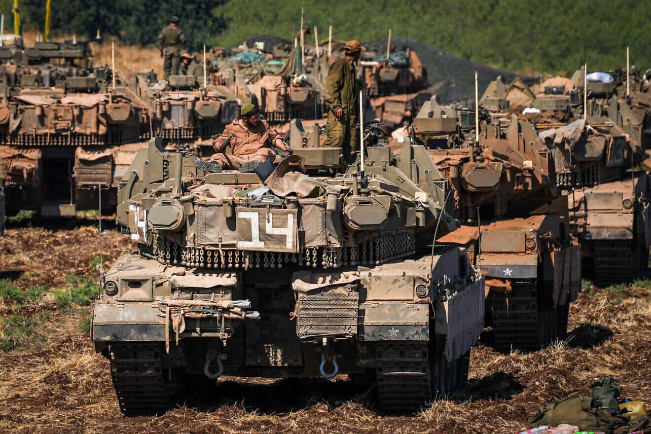 Israeli soldiers at a staging area near the border with Lebanon, Sept. 27, 2024. Photo by Ayal Margolin/Flash90.