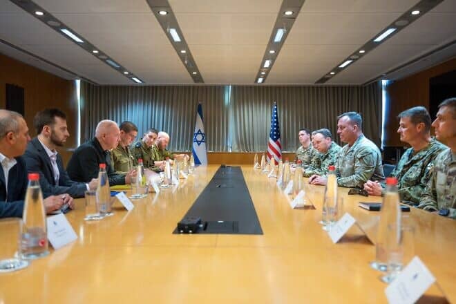 Israeli Defense Minister Yoav Gallant and his team on the left meet with Gen. Michael Erik Kurilla, commander of U.S. Central Command (CENTCOM), and his team in Israel on Sept. 9, 2024. Source: @yoavgallant/X.