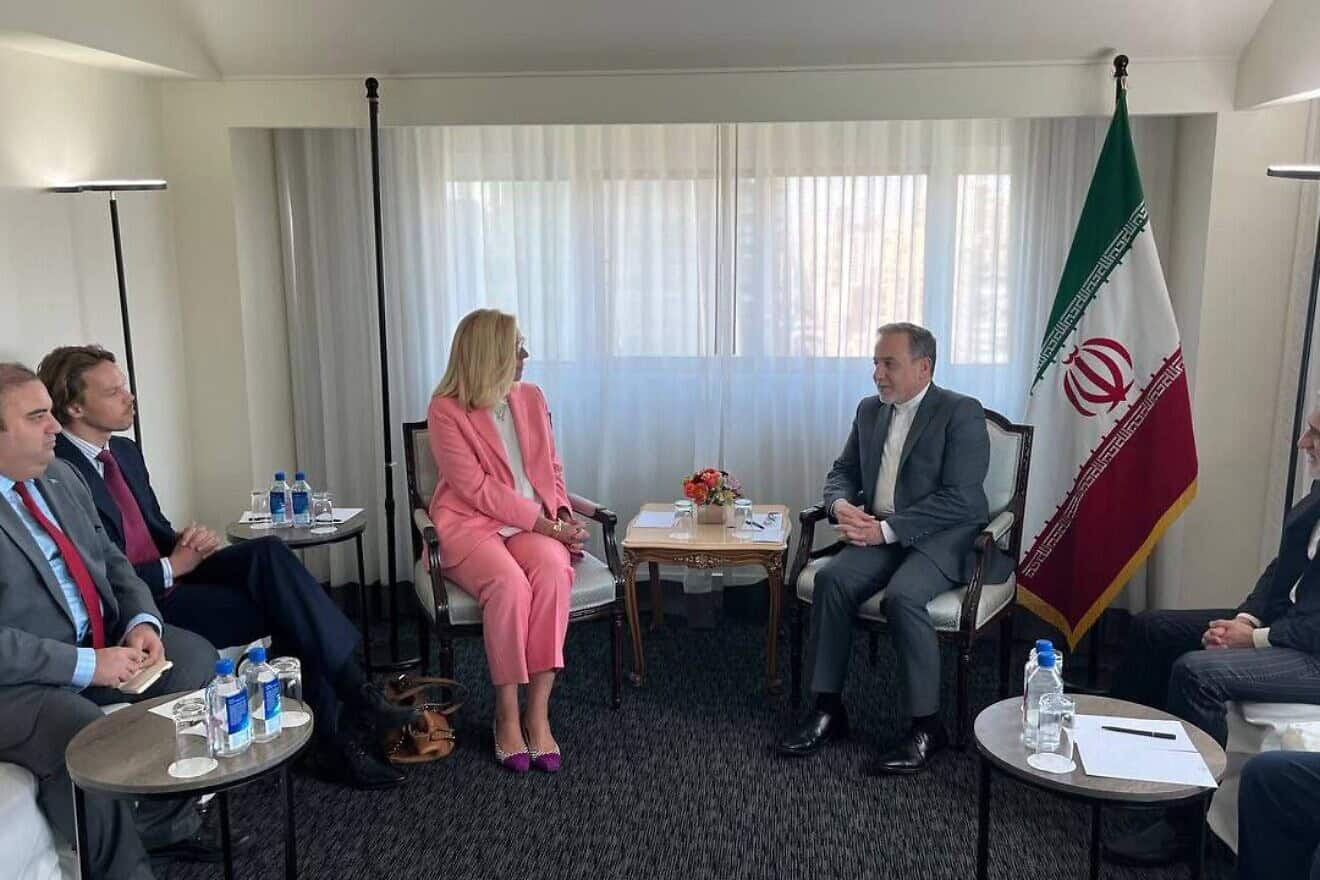 Sigrid Kaag, the U.N. humanitarian and reconstruction coordinator for the Gaza Strip, meets with Iranian Foreign Minister Abbas Araghchi in New York, Sept. 21, 2024. Credit: IRNA.