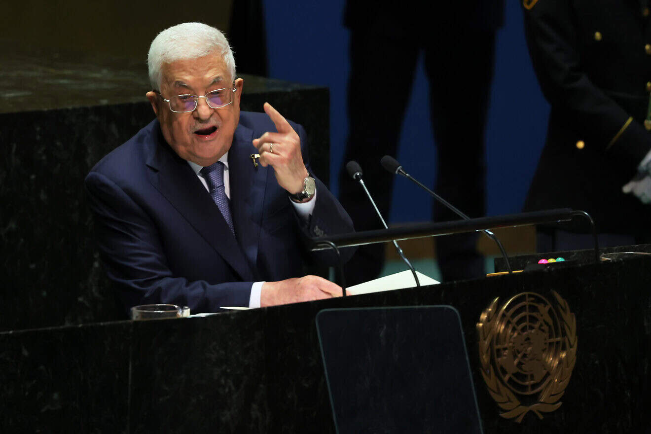 Palestinian Authority chief Mahmoud Abbas speaks during the United Nations General Assembly at the U.N. headquarters, Sept. 21, 2023. Photo by Michael M. Santiago/Getty Images.