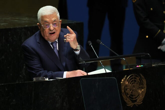 Palestinian Authority chief Mahmoud Abbas speaks during the United Nations General Assembly at the U.N. headquarters, Sept. 21, 2023. Photo by Michael M. Santiago/Getty Images.