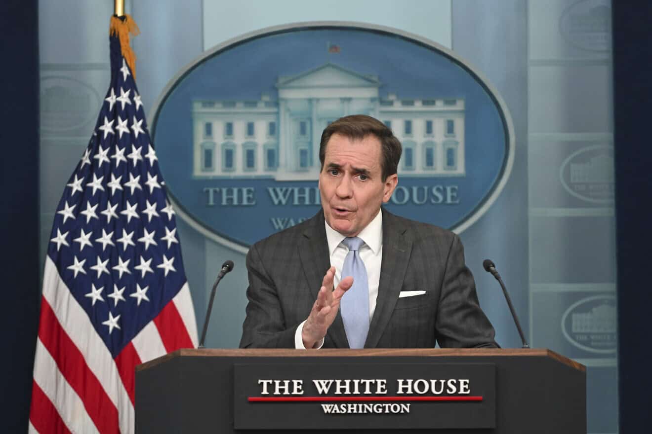 John Kirby , the Coordinator for Strategic Communications at the National Security Council in the White House speaks during a press briefing at the White House on Feb. 27, 2024 in Washington, DC. Photo by Roberto Schmidt/Getty Images.