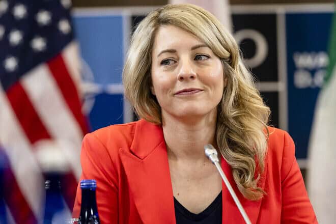 Canadian Foreign Minister Mélanie Joly at a meeting of G7 foreign ministers in Washington, July 11, 2024. Photo by Samuel Corum/AFP via Getty Images.