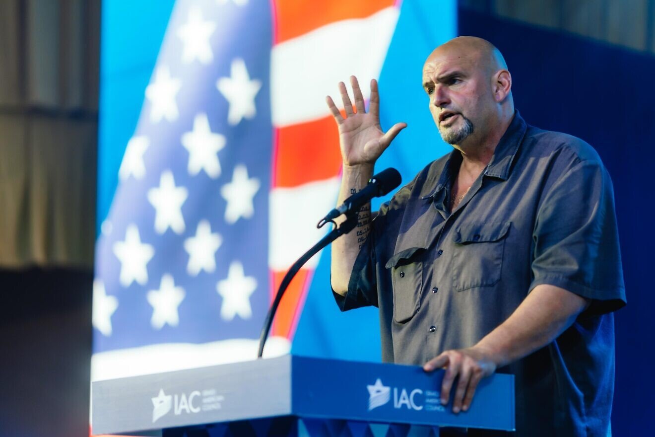Sen. John Fetterman (D-Pa.) speaks at the Israeli-American Council annual summit in Washington, D.C., on Sept. 19, 2024. Credit: Eclipse Media/Israeli-American Council.