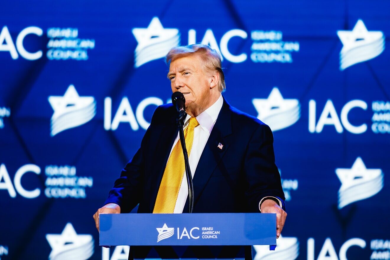Former President Donald Trump speaks at the Israeli-American Council annual summit in Washington on Sept. 19, 2024. Photo by Guy Sidi/Israeli-American Council.