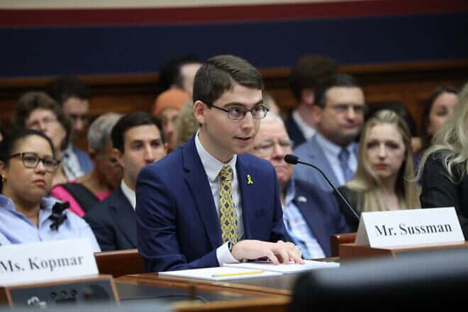 Will Sussman, a doctoral student in computer science at the Massachusetts Institute of Technology, testifies in front of a House committee on July 9, 2024. Credit: Courtesy of the U.S. House Committee on Education and the Workforce.