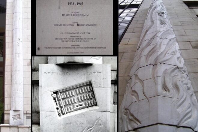 “Memorial to All Victims of the Holocaust: 1938-1945” by Harriet Feigenbaum (1990), on the side of the courthouse of the Appellate Division of the New York State Supreme Court, Madison Avenue at East 25th St. in New York City, Aug. 9, 2010. Credit: Beyond My Ken via Wikimedia Commons.