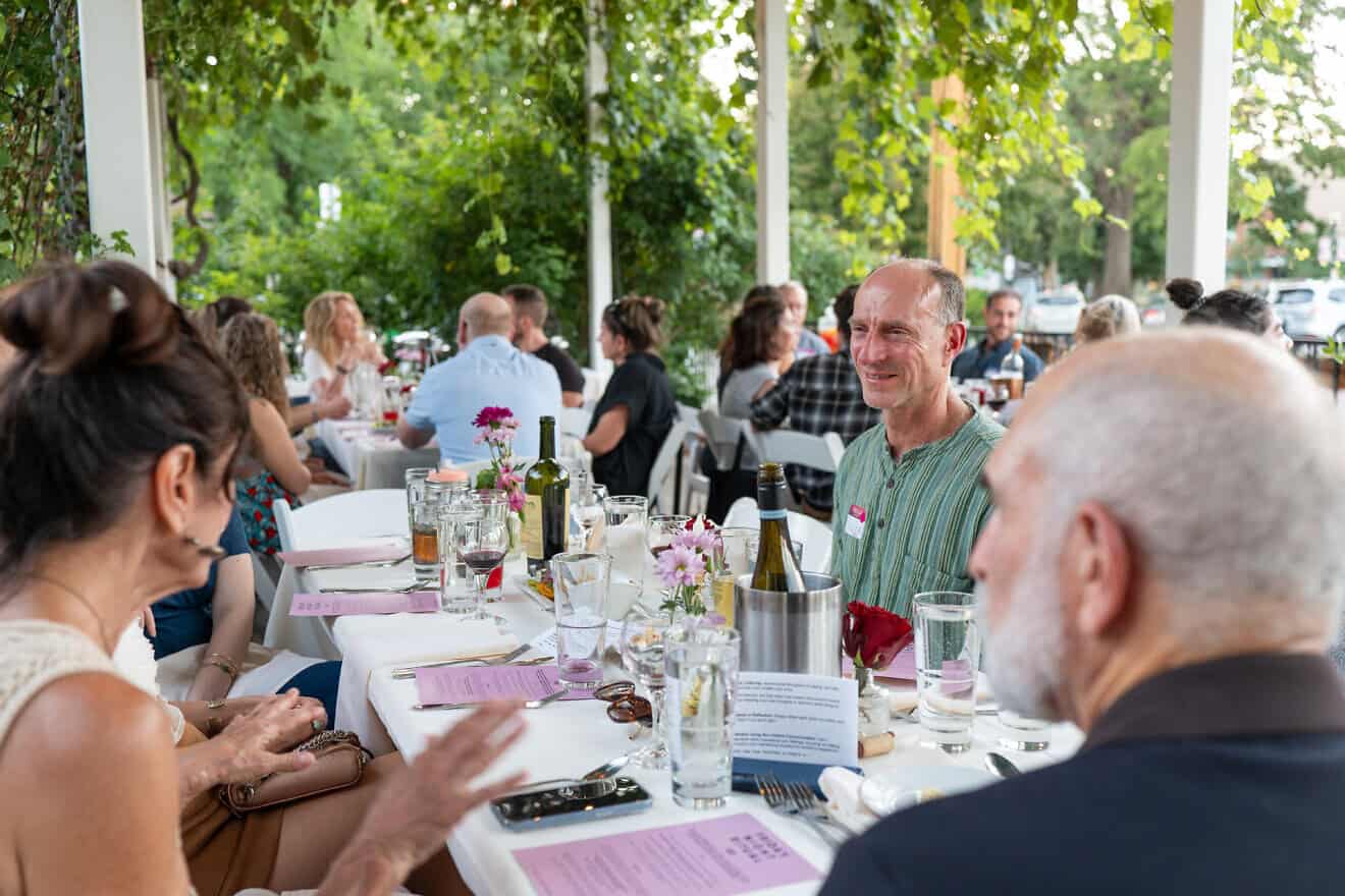 Photo from an intergenerational Shabbat dinner in Colorado, hosted by OneTable and OneTable Together. Credit: Courtesy.
