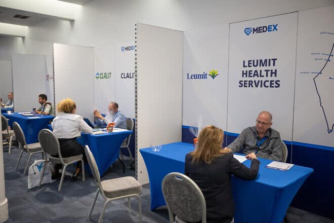 London Medex participants at recruiting interviews with representatives of Israeli health funds and hospitals. Photo by Shahar Azran.