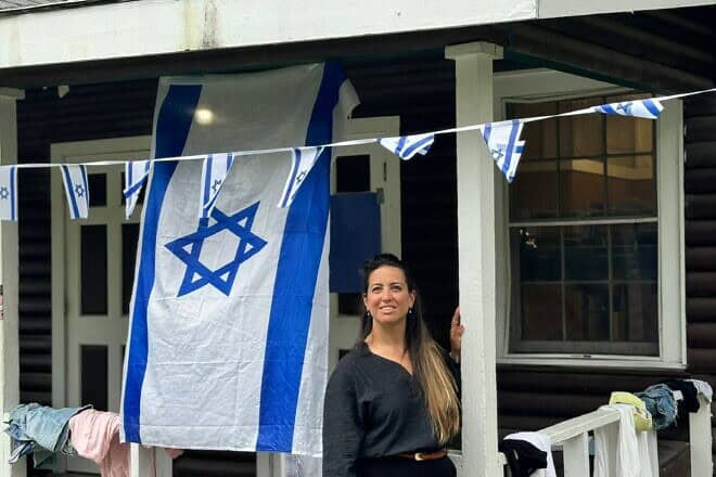 Shlomit Nazar, a teacher at Nofey Habsor in the Gaza Envelope, spent the summer with her students at Camp Ramah in the Berkshires. Credit: Courtesy.