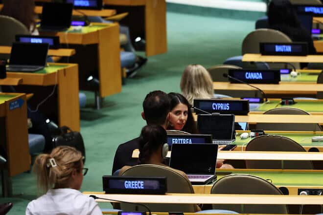 Delegates attend the 79th Session United Nations General Assembly (UNGA) at the headquarters of the United Nations in New York City on Sept. 26, 2024 in New York City. Photo by Michael M. Santiago/Getty Images.