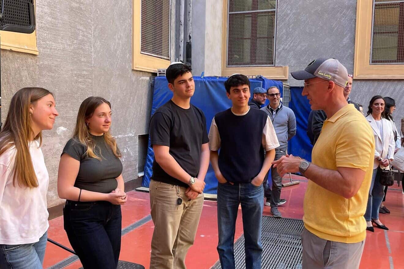 Yael Foundation co-founder Uri Poliavich on a visit to the Jewish school in Rome, September 2024. Credit: Jewish Community of Rome.