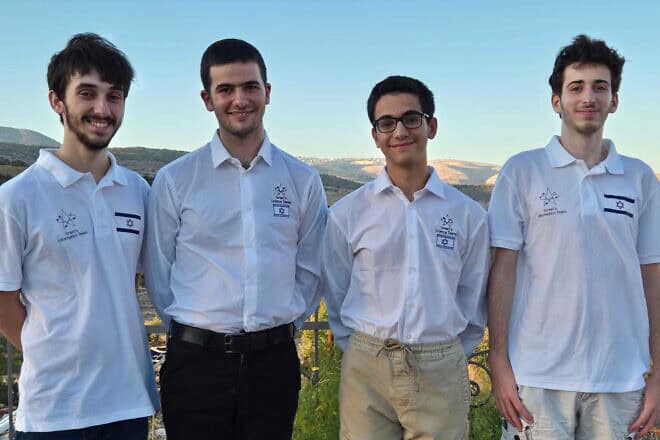 Israel's medal winners in Sept. 2024 at the International Olympiad in Computer Science (IOI) were (r. to l.) Alon Tanai, Daniel Weber, Elazar Koren and Itamar Nir. Credit: Ministry of Education.