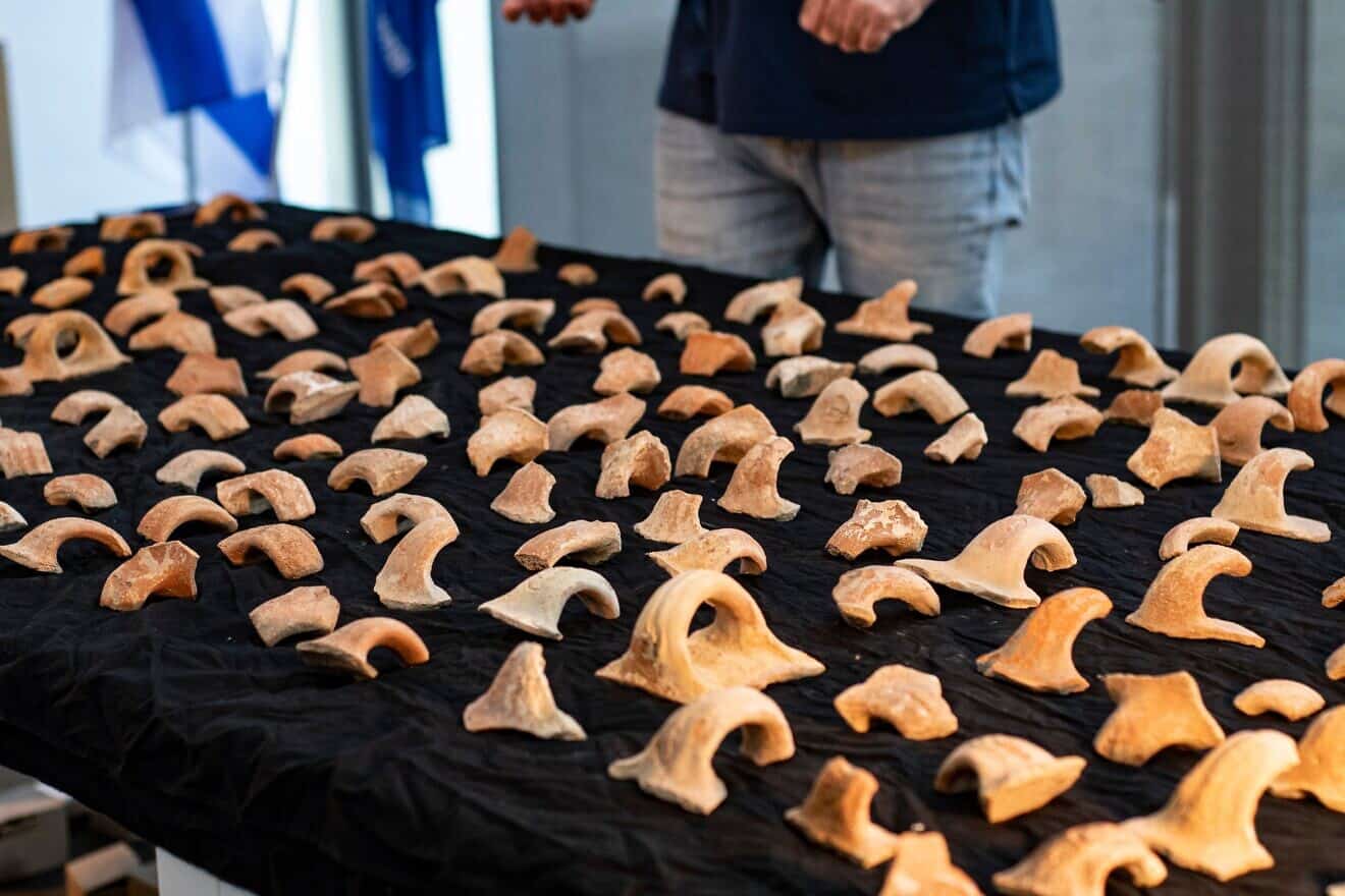 Around 180 stamp prints were discovered in the excavation in the Arnona neighborhood in Jerusalem and are now on display at the National Campus for the Archaeology of Israel in the city. Photo by Yoli Schwartz/IAA.