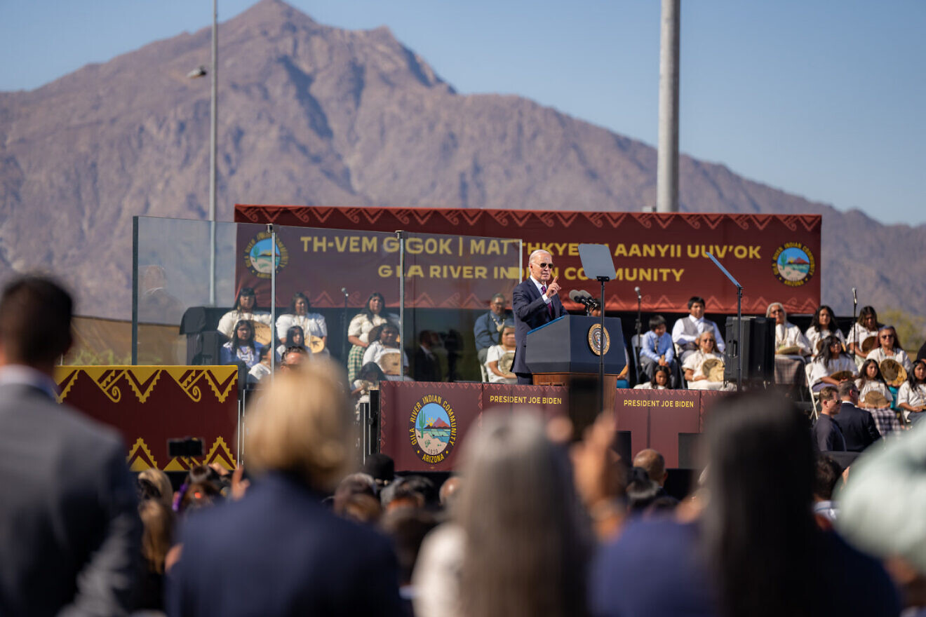 U.S. President Joe Biden delivers remarks at the Gila Crossing Community School, Oct. 25, 2024, in Laveen Village, Ariz. Credit: Adam Schultz/White House.