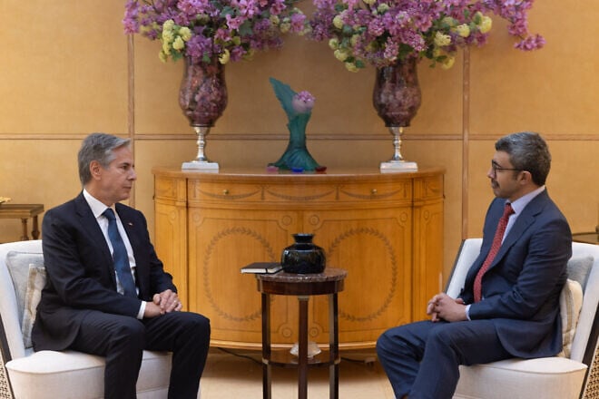 U.S. Secretary of State Antony Blinken meets with United Arab Emirates Foreign Minister Abdullah Bin Zayed Al Nahyan in London, England, Oct. 25, 2024. Credit: Chuck Kennedy/U.S. State Department.