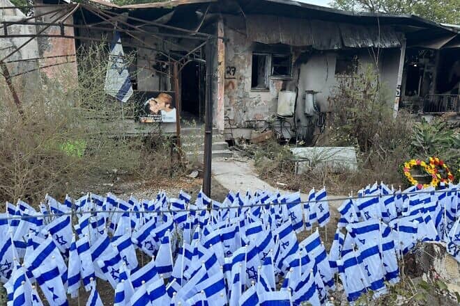 “Flags of Fellowship” at Kibbutz Kissufim in southern Israel in remembrance of the victims of the Oct. 7, 2023 Hamas terrorist attacks, Oct. 6, 2024. Credit: Courtesy of IFCJ.
