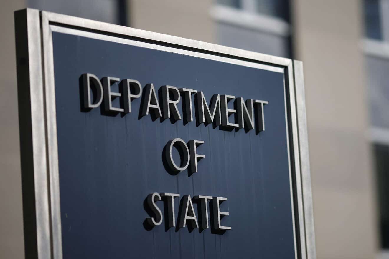 A sign for the U.S. Department of State outside the Harry S. Truman Federal Building in Washington, D.C., on Oct. 8, 2024. Photo by Kevin Dietsch/Getty Images.