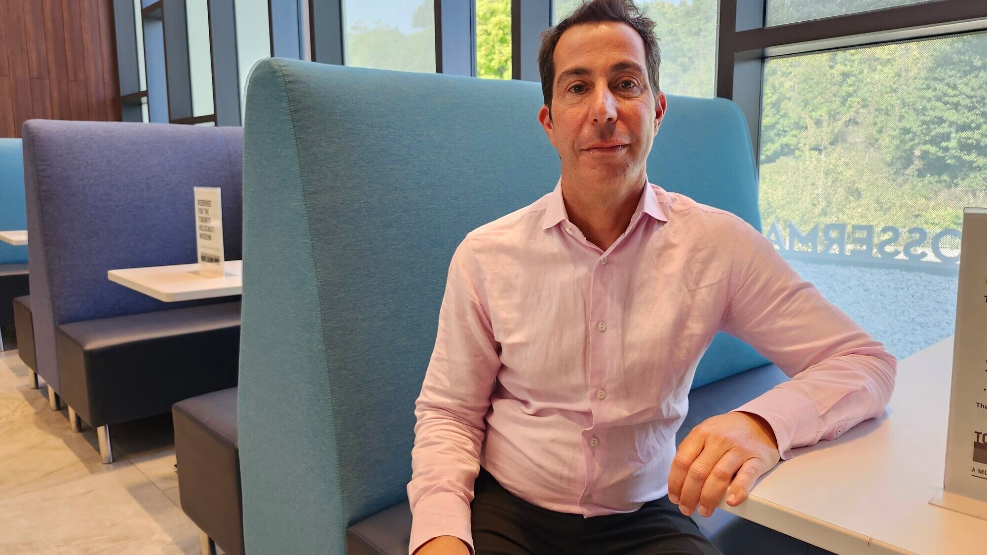 Anthony Housefather, a member of the Canadian Parliament and the country's special advisor on Jewish community relations and antisemitism, at the Prosserman Jewish Community Centre cafeteria in Toronto. Photo by Dave Gordon.