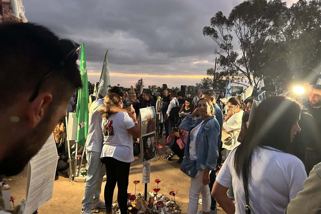Families of the 364 revelers murdered by Hamas terrorists at the Supernova music festival converge on the site to mark the anniversary of the Oct. 7 massacre. Photo by Amelie Botbol.