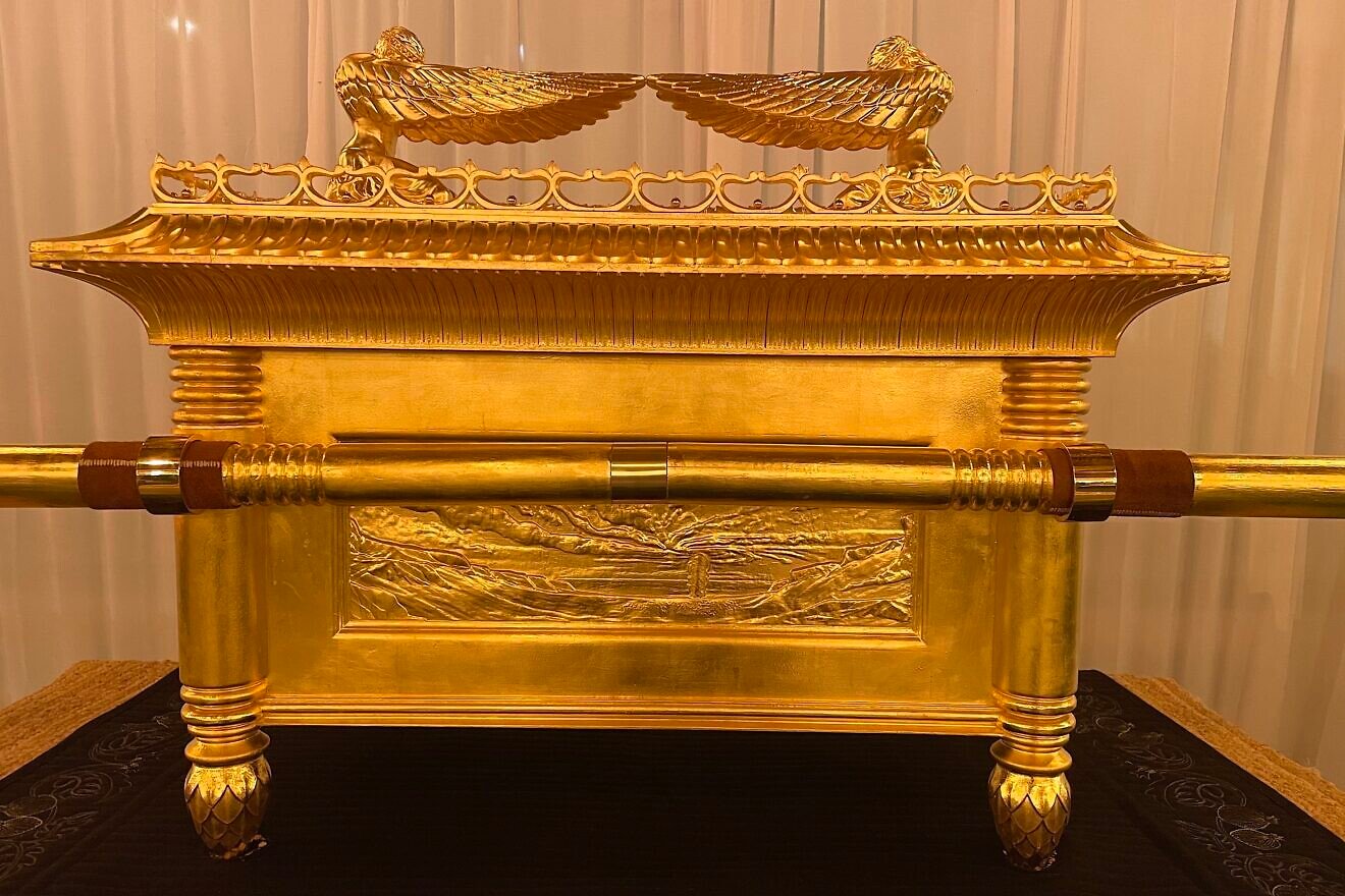 A replica of the Ark of the Covenant displayed in Jerusalem on Oct. 20, 2024. Photo by Alex Traiman.
