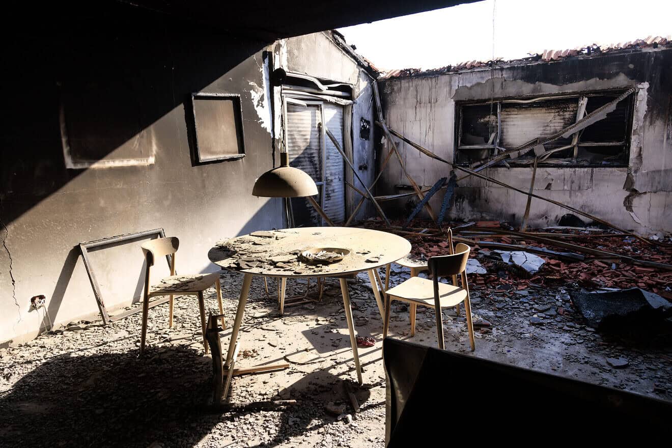 Damage from the Oct. 7, 2023, Hamas terrorist attack in Kibbutz Be'eri, Dec. 19, 2023. Photo by Moshe Shai/Flash90.