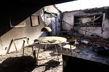 Damage from the Oct. 7 Hamas-led terrorist assault on Kibbutz Be'eri in southern Israel, Dec. 19, 2023. Photo by Moshe Shai/Flash90.