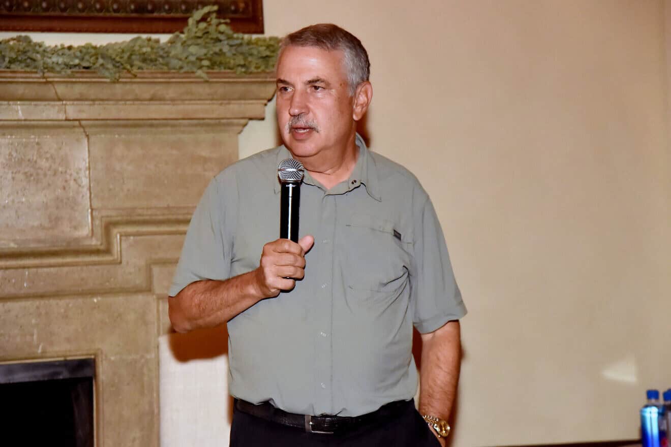 Thomas L. Friedman, a longtime columnist for “The New York Times, “ speaks at an event at the Bel Air Bay Club in the Pacific Palisades, Calif., on October 15, 2017. Photo by Jeff Kravitz/FilmMagic.