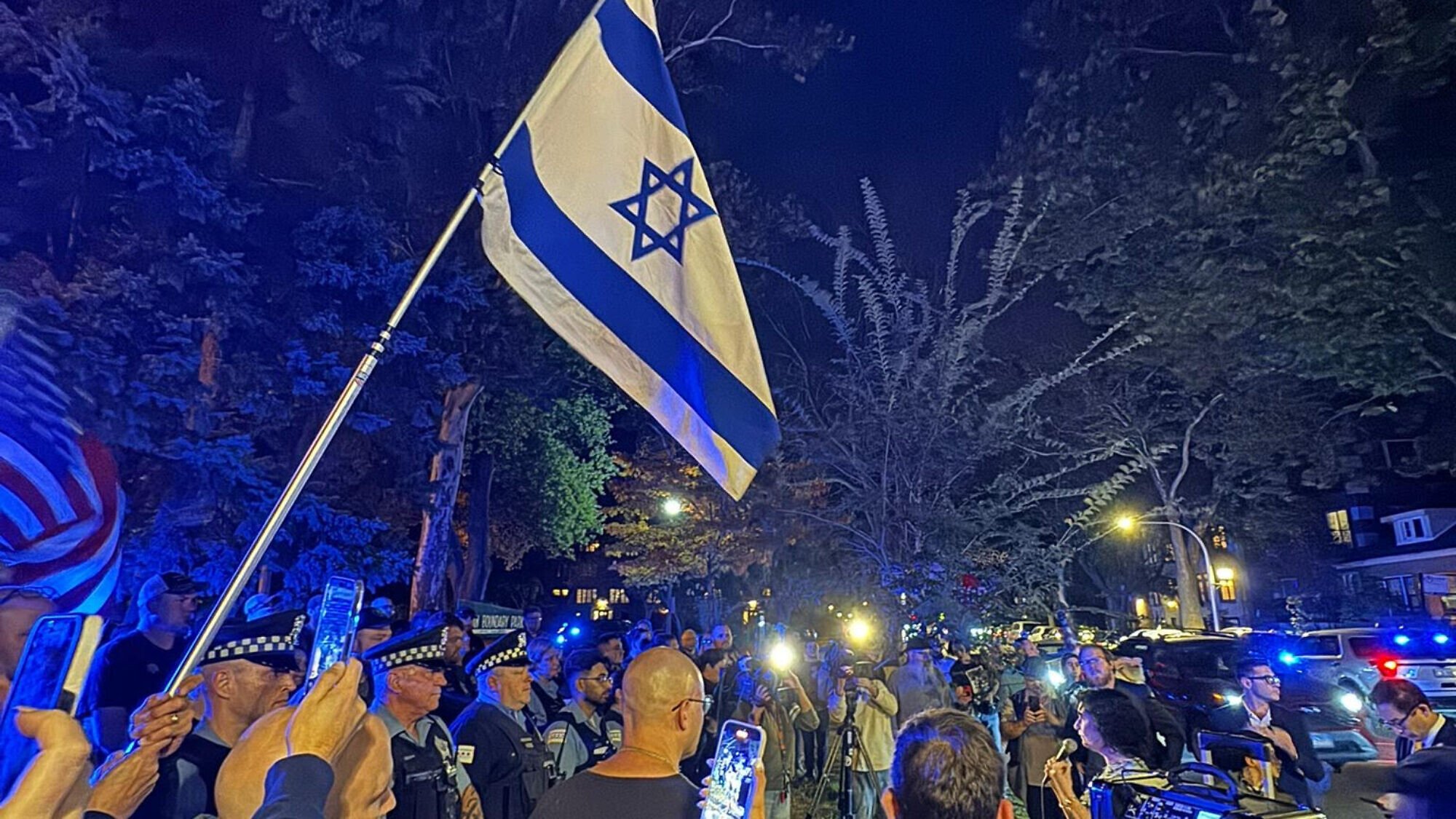 A rally in Chicago organized by the Chicago Jewish Alliance on Oct. 30, 2024. Credit: Chicago Jewish Alliance.