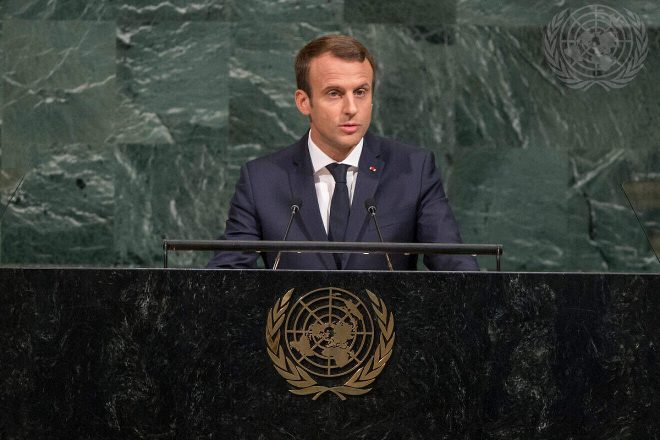 Emmanuel Macron, president of the Republic of France, addresses the Assembly's annual general debate. U.N. Photo by Cia Pak.
