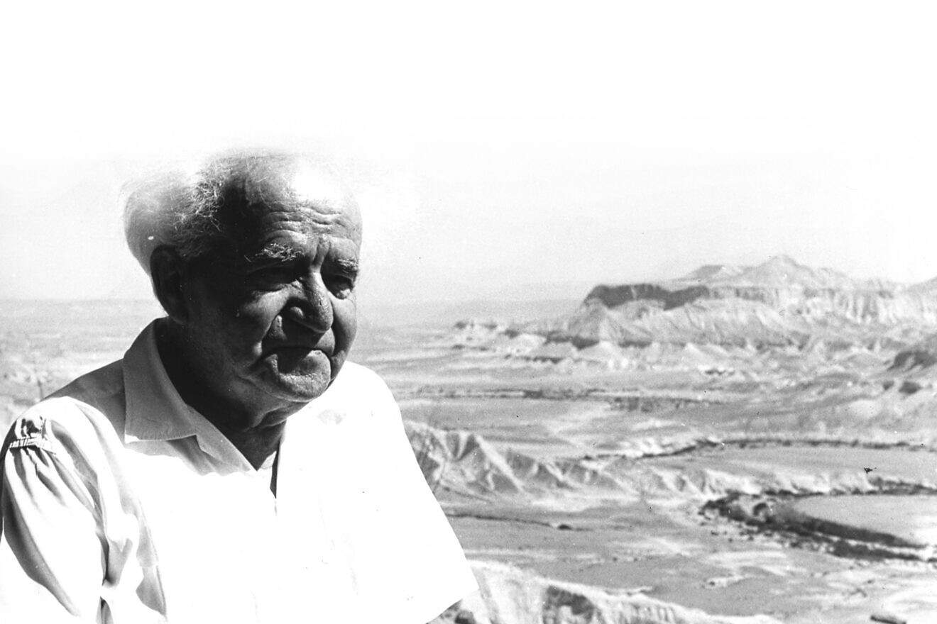 Israel's first prime minister, David Ben-Gurion, in the Negev Desert. Credit: Courtesy.