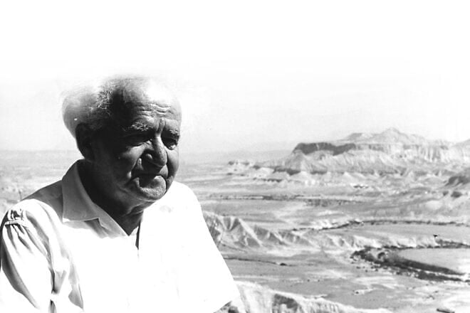 Israel's first prime minister, David Ben-Gurion, in the Negev Desert. Credit: Courtesy.
