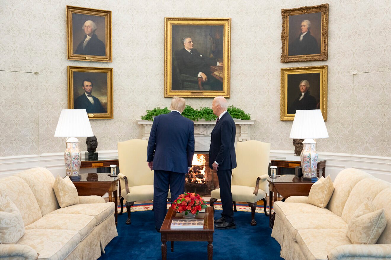 U.S. President Joe Biden speaks with President-elect Donald Trump, Nov. 13, 2024, in the Oval Office of the White House. Credit: Adam Schultz/White House.