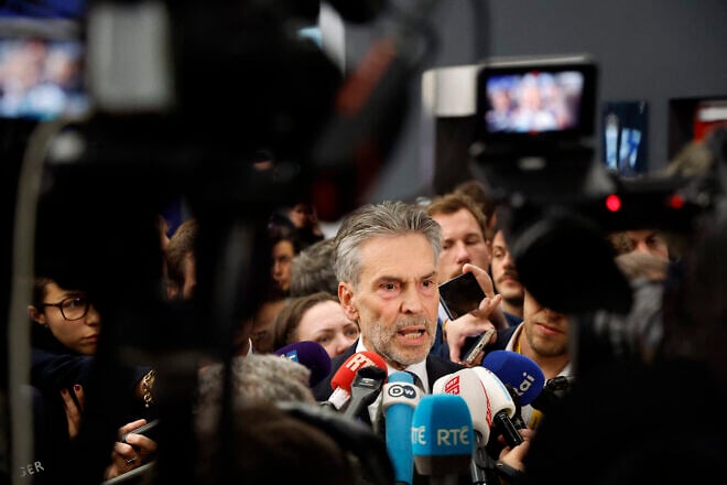 Dutch Prime Minister Dick Schoof addresses journalists on the clashes that erupted after a Europa League football match between Ajax Amsterdam and Maccabi Tel Aviv in Amsterdam overnight, on the sidelines of an Informal Meeting of Heads of State or Government of the European Union in Budapest, on Nov. 8, 2024. Photo by Ludovic Marin/AFP via Getty Images.