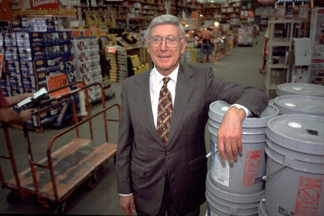 Home Depot CEO Bernie Marcus poses for a portrait in a Home Depot store October 15, 1998. Photo by Erik Lesser/Liaison via Getty Images.