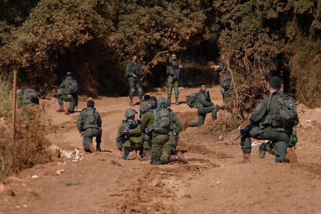 Soldiers from the Kfir Brigade patrol along the Lebanese border, Oct. 3, 2023. Photo by Ayal Margolin/Flash90.
