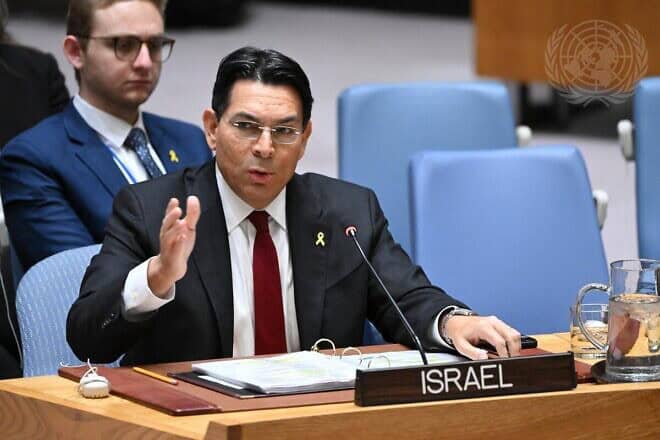 Danny Danon, Israeli ambassador to the United Nations, addresses the Security Council meeting on the situation in the Middle East, including the Palestinian question, Nov. 20, 2024. Credit: Evan Schneider/U.N. Photo.