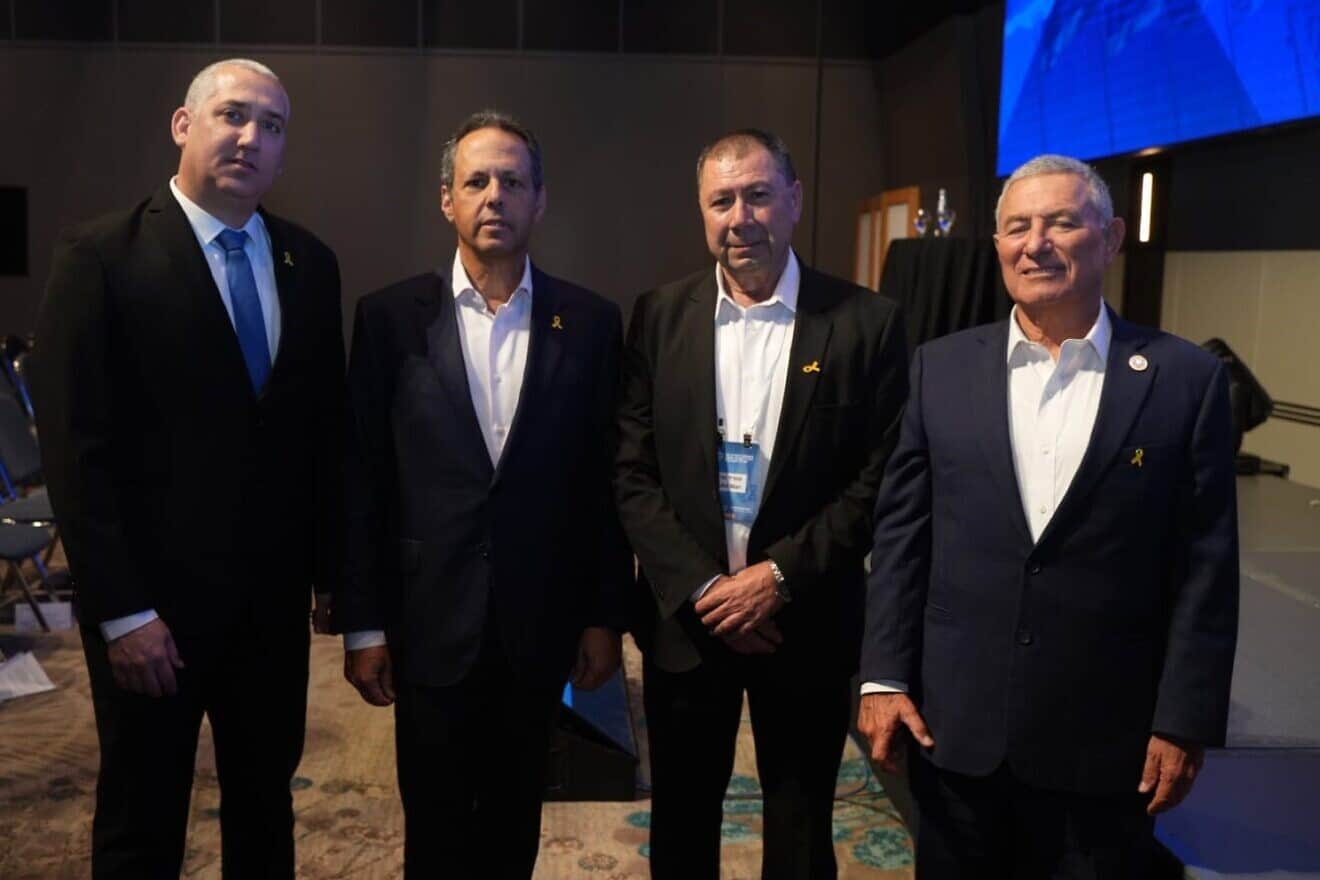 From left: Jewish Agency CEO and Director General Yehuda Setton; Board of Governors Chairman Mark Wilf; Board of Governors member Mofid Marai; and Jewish Agency Chairman Doron Almog. Photo by Lior Daskal.