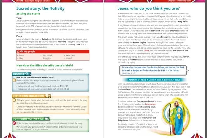 The text of an Irish schoolbook inaccurately states that Jesus was born in "Palestine." Screen capture from IMPACT-se's report titled "European Textbooks Ireland Review."