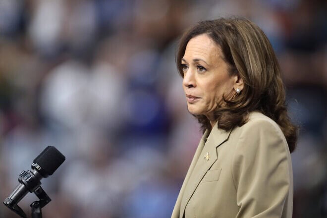 U.S. Vice President Kamala Harris speaks at a campaign rally at Desert Diamond Arena in Glendale, Ariz., on Aug. 9, 2024. Photo by Gage Skidmore/Flickr.