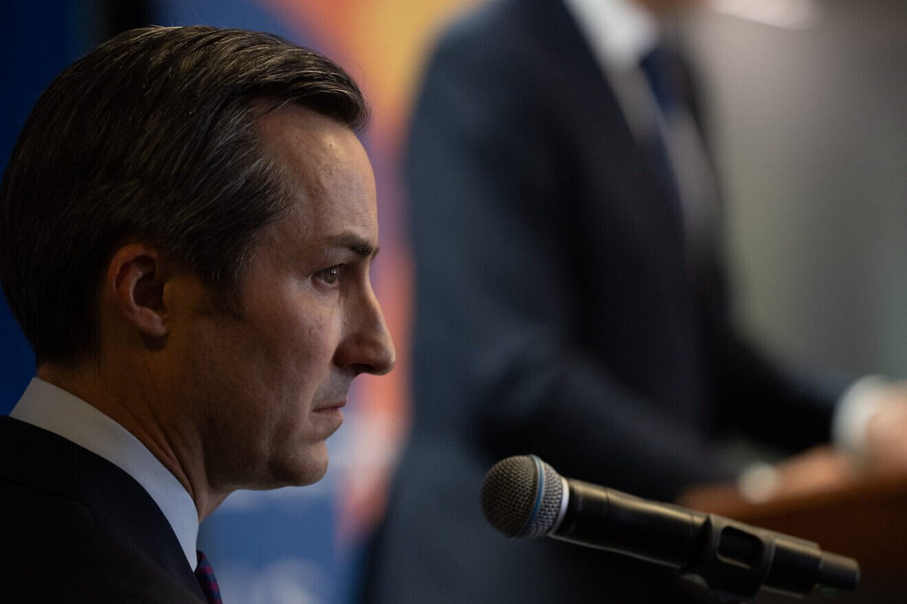 Matthew Miller, the U.S. State Department spokesman, moderates a press conference at the U.S. Embassy in Beijing, China, on June 19, 2023, as U.S. Secretary of State Antony Blinken looks on. Credit: Chuck Kennedy/U.S. State Department.