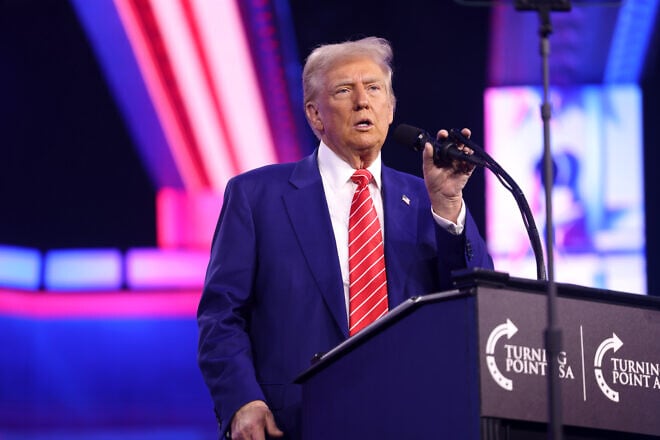 U.S. President-elect Donald Trump speaks at the 2024 AmericaFest at the Phoenix Convention Center in Phoenix, Ariz., Dec. 22, 2024. Credit: Gage Skidmore/Creative Commons.