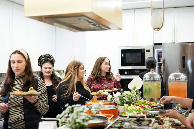 Expectants mothers attend a shared baby shower in Modi'in on Nov. 24, 2024. Photo by Kira Kletsky.
