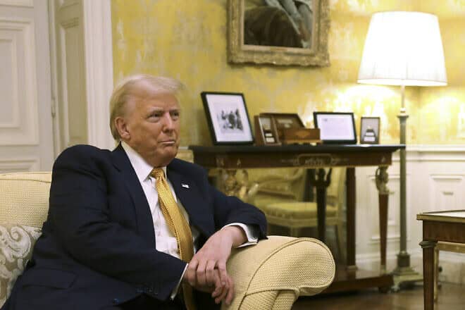 U.S. President-elect Donald Trump at the British ambassador's residence in Paris on the day of the reopening ceremonies of the Notre-Dame de Paris Cathedral, Dec. 7, 2024. Photo by Suzanne Plunkett/Pool via Getty Images.