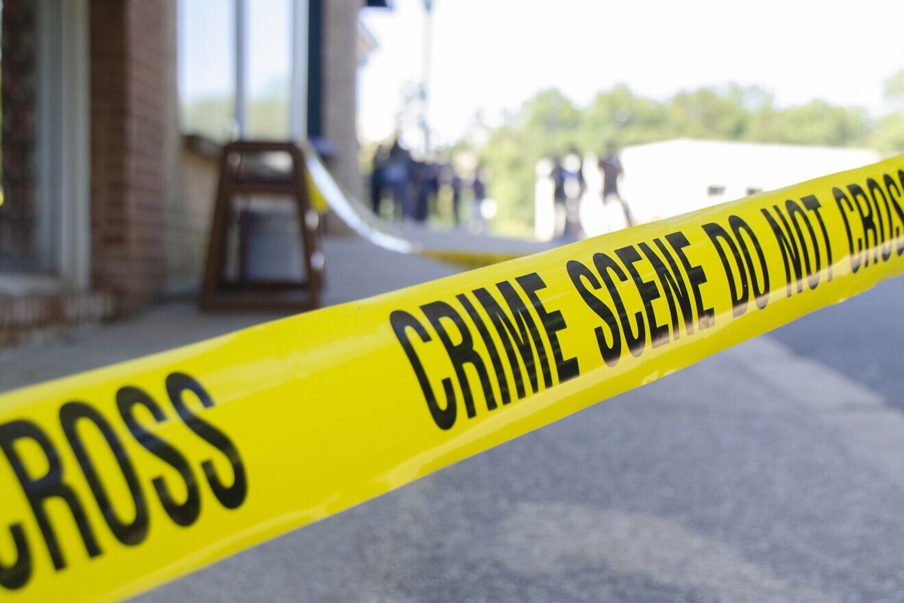 Crime scene tape during a Sept. 25, 2019, mass-casualty exercise at the FBI Training Academy in Quantico, Va. Credit: FBI.
