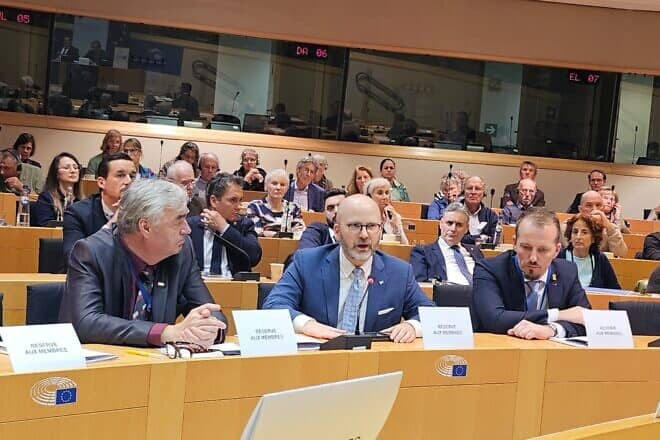 European parliamentarians meet in Brussels in an effort to have Iran's Islamic Revolutionary Guard Corps designated as a terrorist organization, Dec. 4, 2024. Credit: Courtesy.