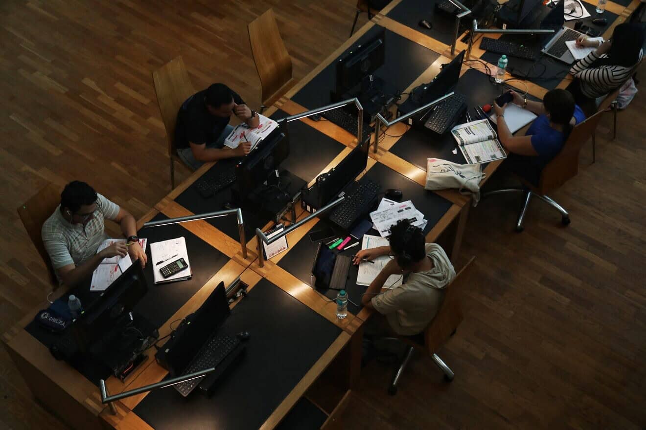 Egyptian high school students keep cool by studying in the Alexandria Library in Alexandria, Egypt, on June 28, 2024. Photo by Hazem Gouda/AFP via Getty Images.