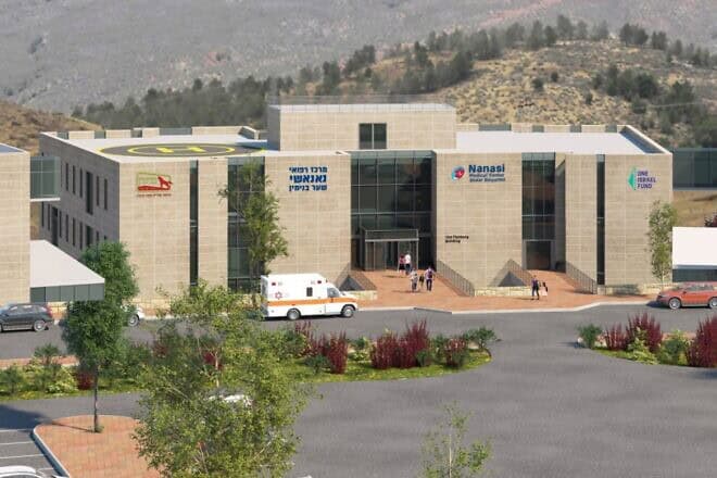 A simulation of the Nanasi Medical Center in Sha’ar Binyamin. Credit: Benjamin Regional Council.