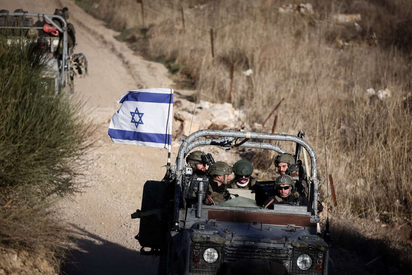 Israeli soldiers operating on the Syrian side of the border fence, Dec. 15, 2024. Photo by Jamal Awad/Flash90.